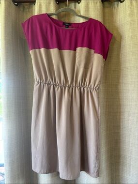⭐️BCX Colorblock Sleeveless Dress Magenta & Tan Size Large